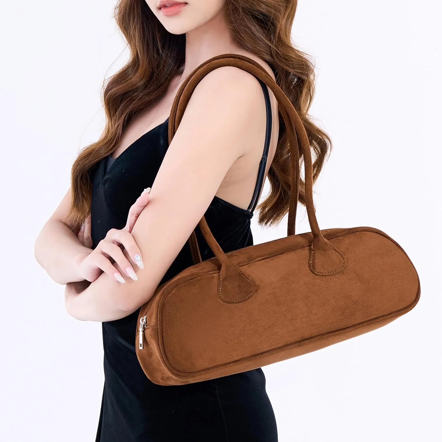 East West Le Teckel Handbag for Women Elegant Genuine Leather Shoulder Purse for Formal Events or Work