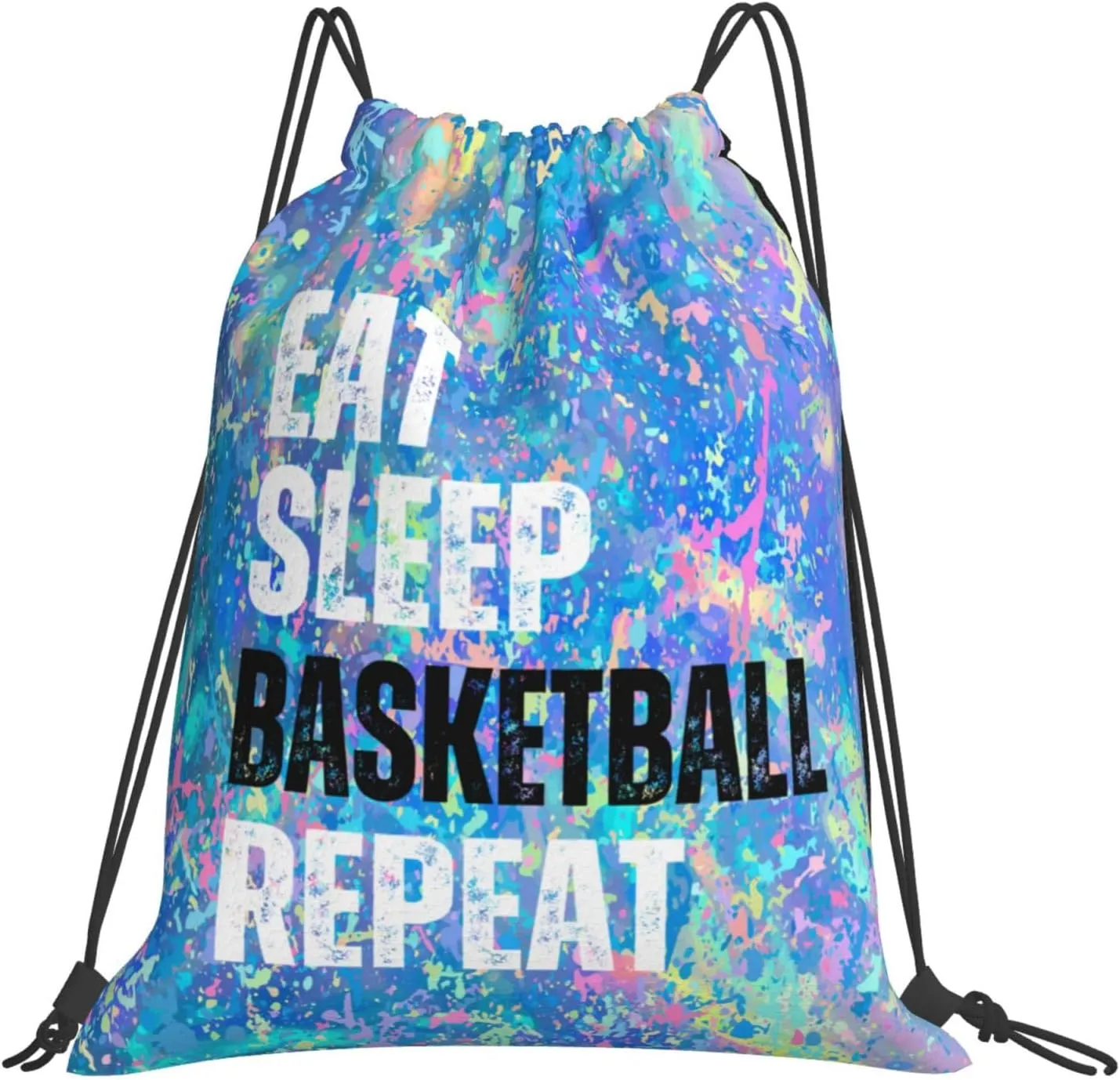 Eat Sleep Basketball Repeat Drawstring Backpack Gym String Bag Sports Drawstring Sackpack For Women Men