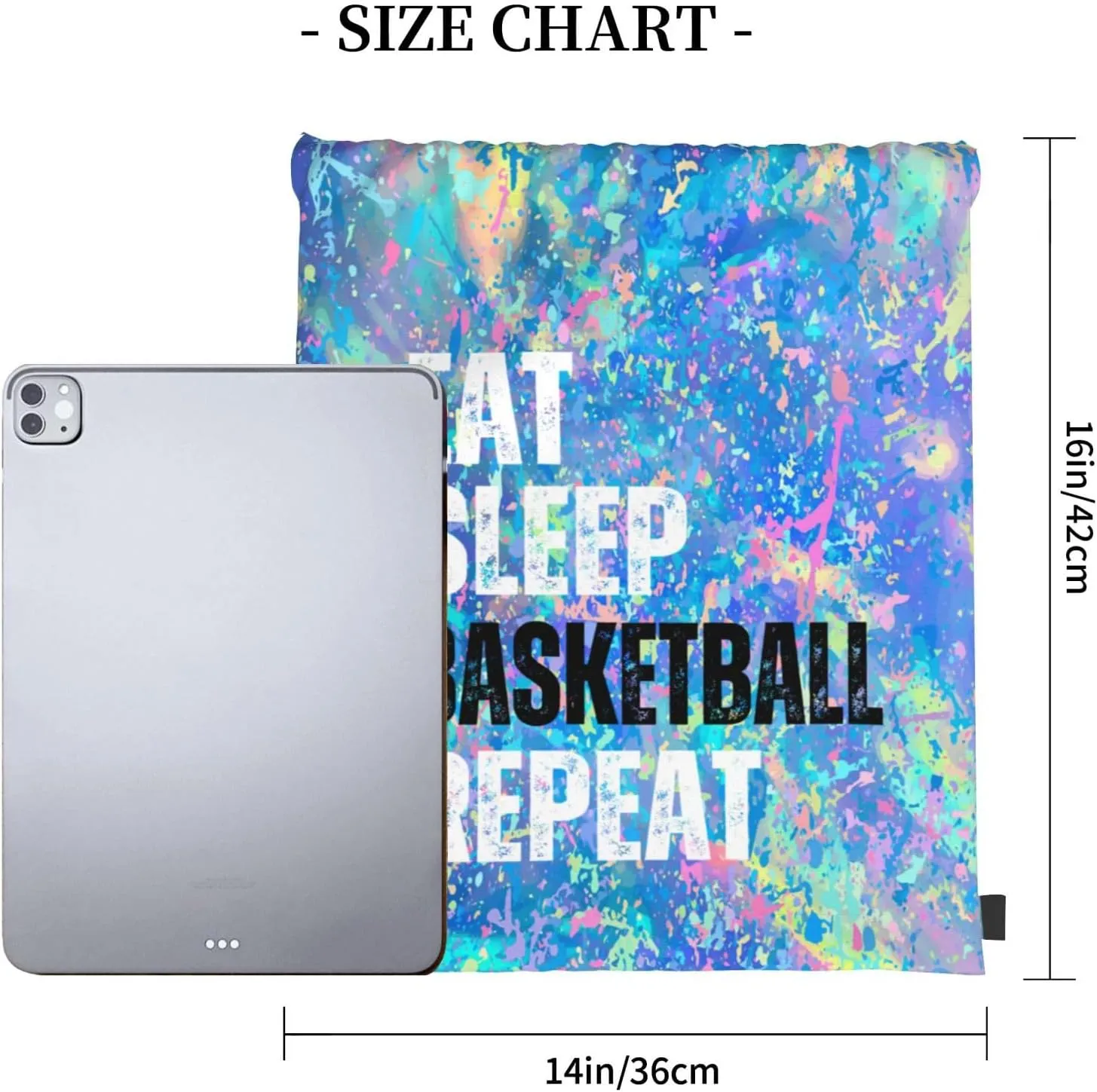 Eat Sleep Basketball Repeat Drawstring Backpack Gym String Bag Sports Drawstring Sackpack For Women Men