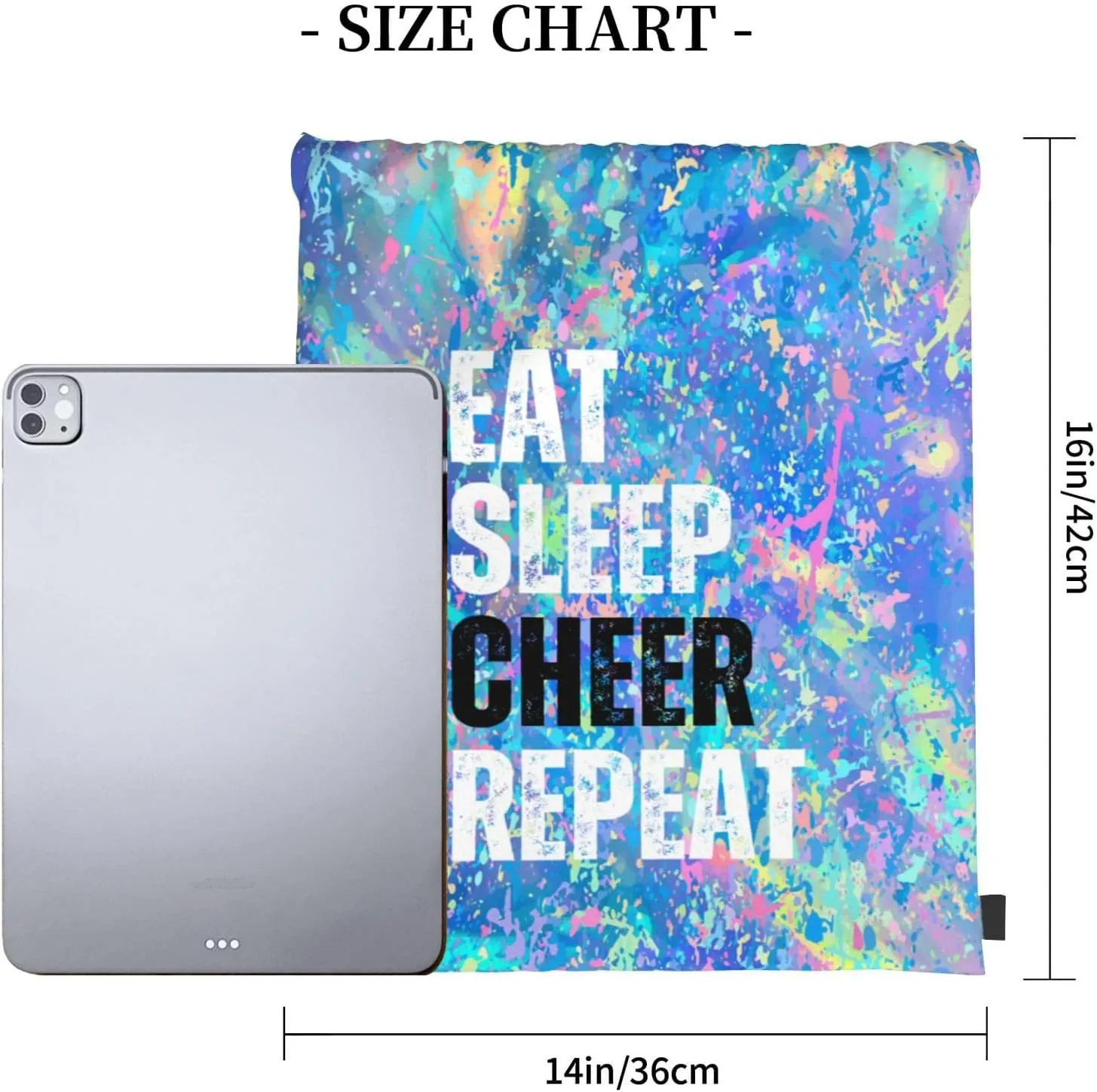 Eat Sleep Cheer Repeat Drawstring Backpack Gym String Bag Sports Drawstring Sackpack For Women Men