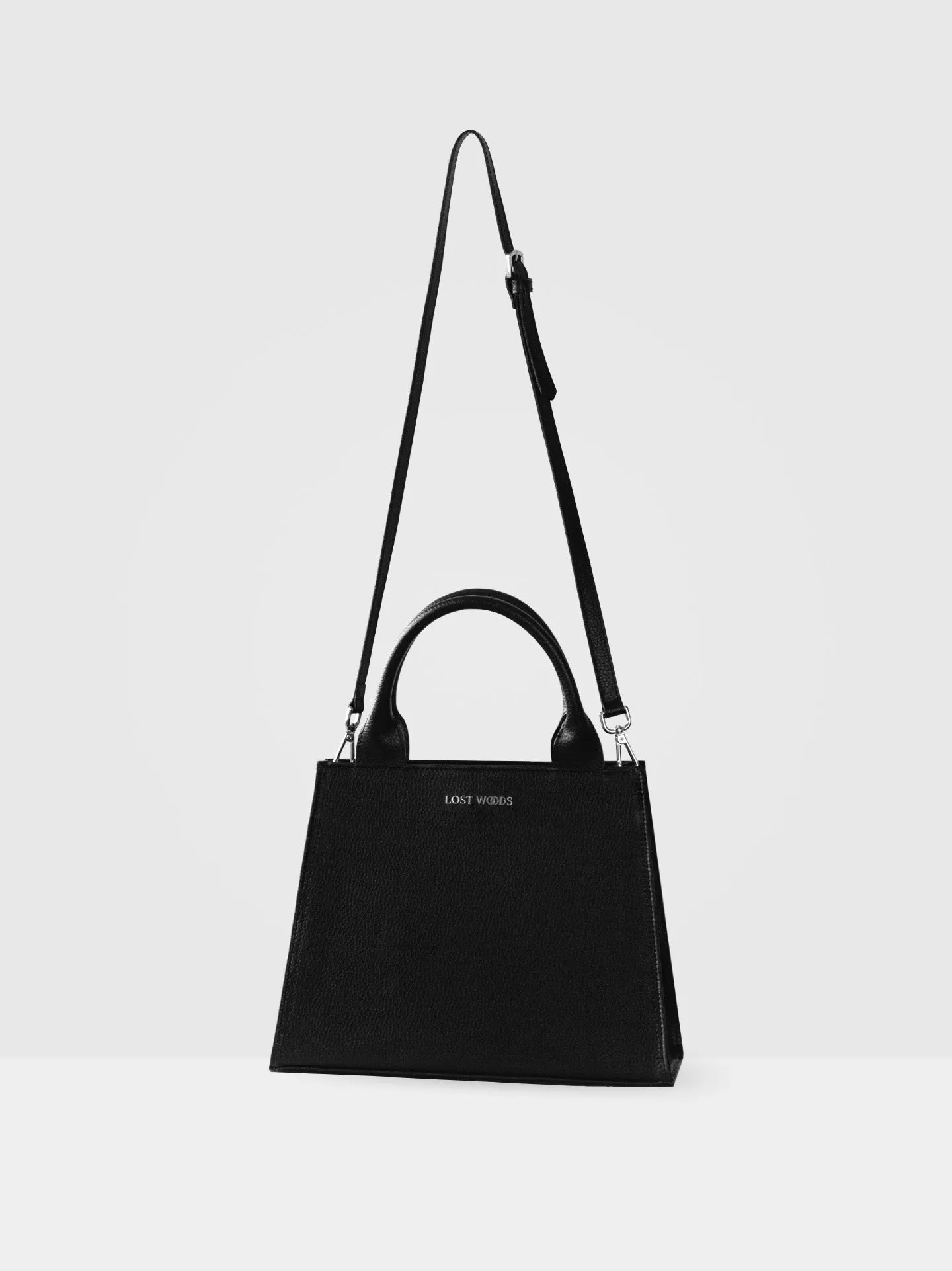 Ebony Structured Tote Bag in Black & Silver