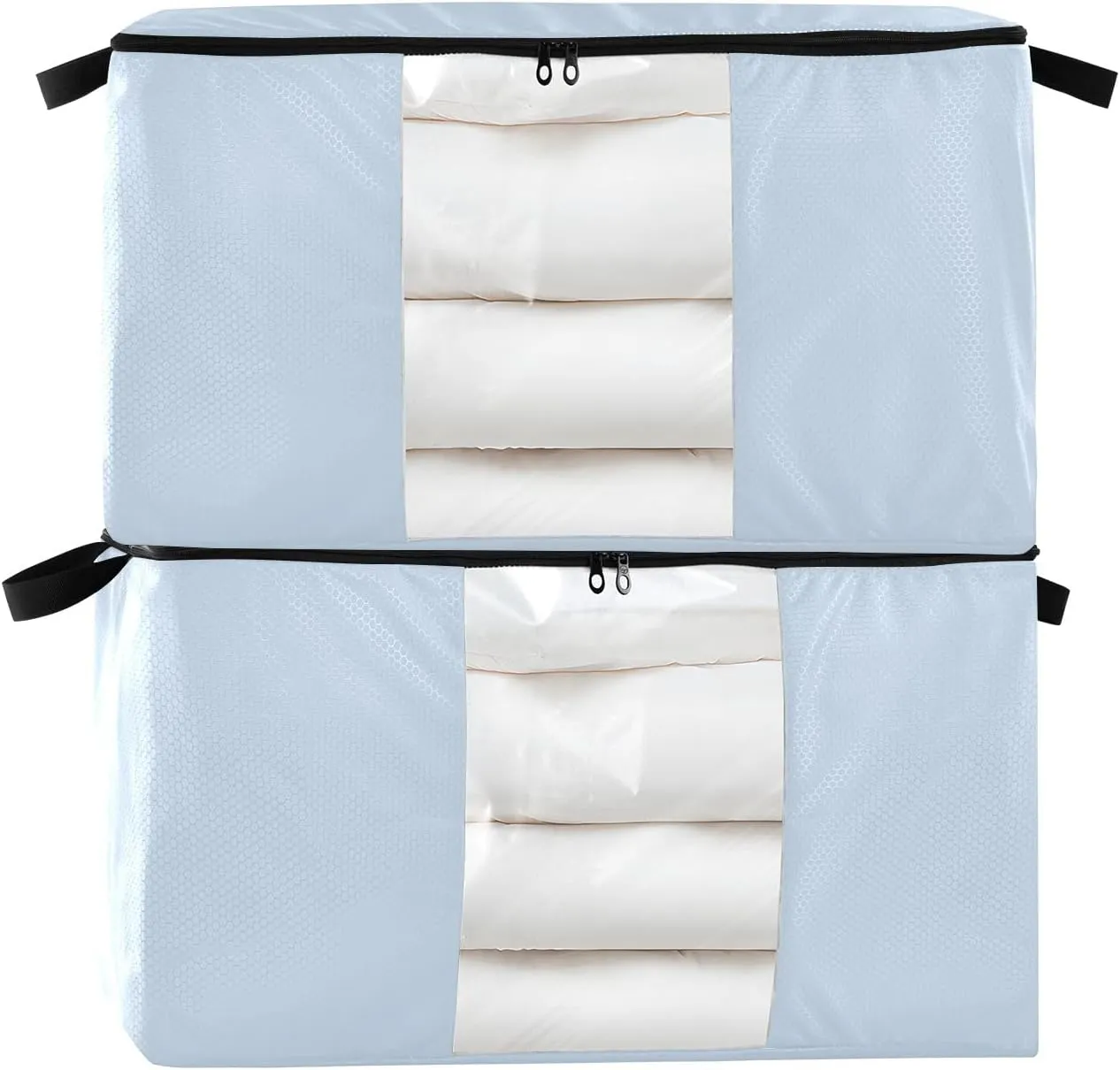 Elegant Light Blue Zipper Storage Bags for Organizing, Quilt Storage Bags, Zippered Storage Bags with Handles