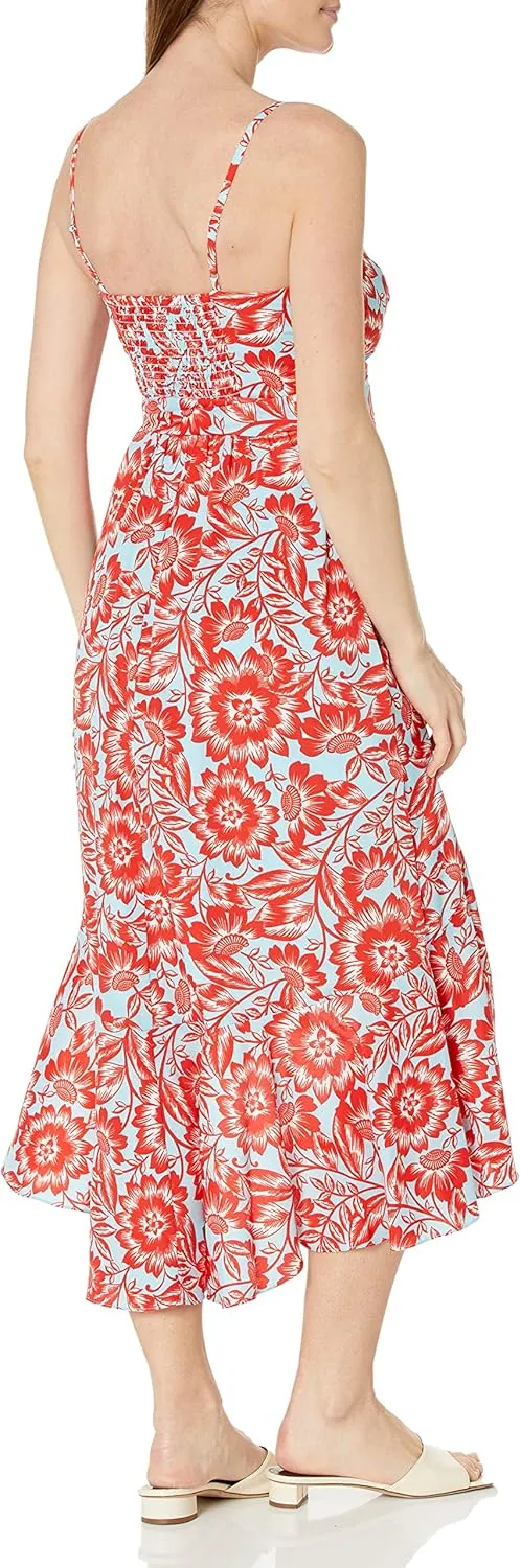 Eliza J Women's Petite Style Crepe De Chine Spaghetti Strap Printed Floral Dress