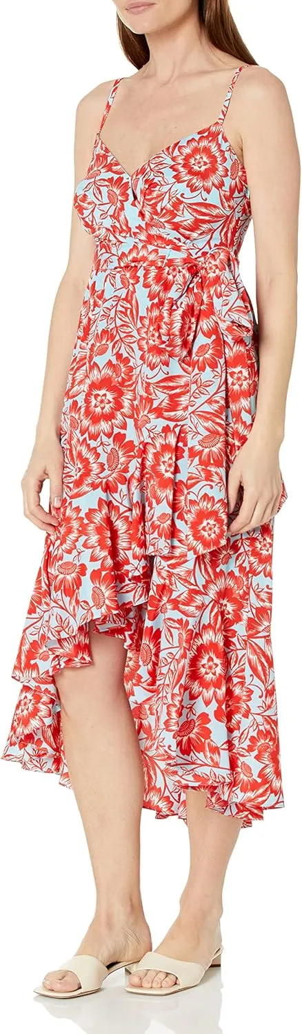 Eliza J Women's Petite Style Crepe De Chine Spaghetti Strap Printed Floral Dress