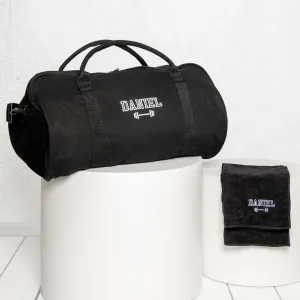 Embroidered Canvas Duffle Bag with Gym Towel
