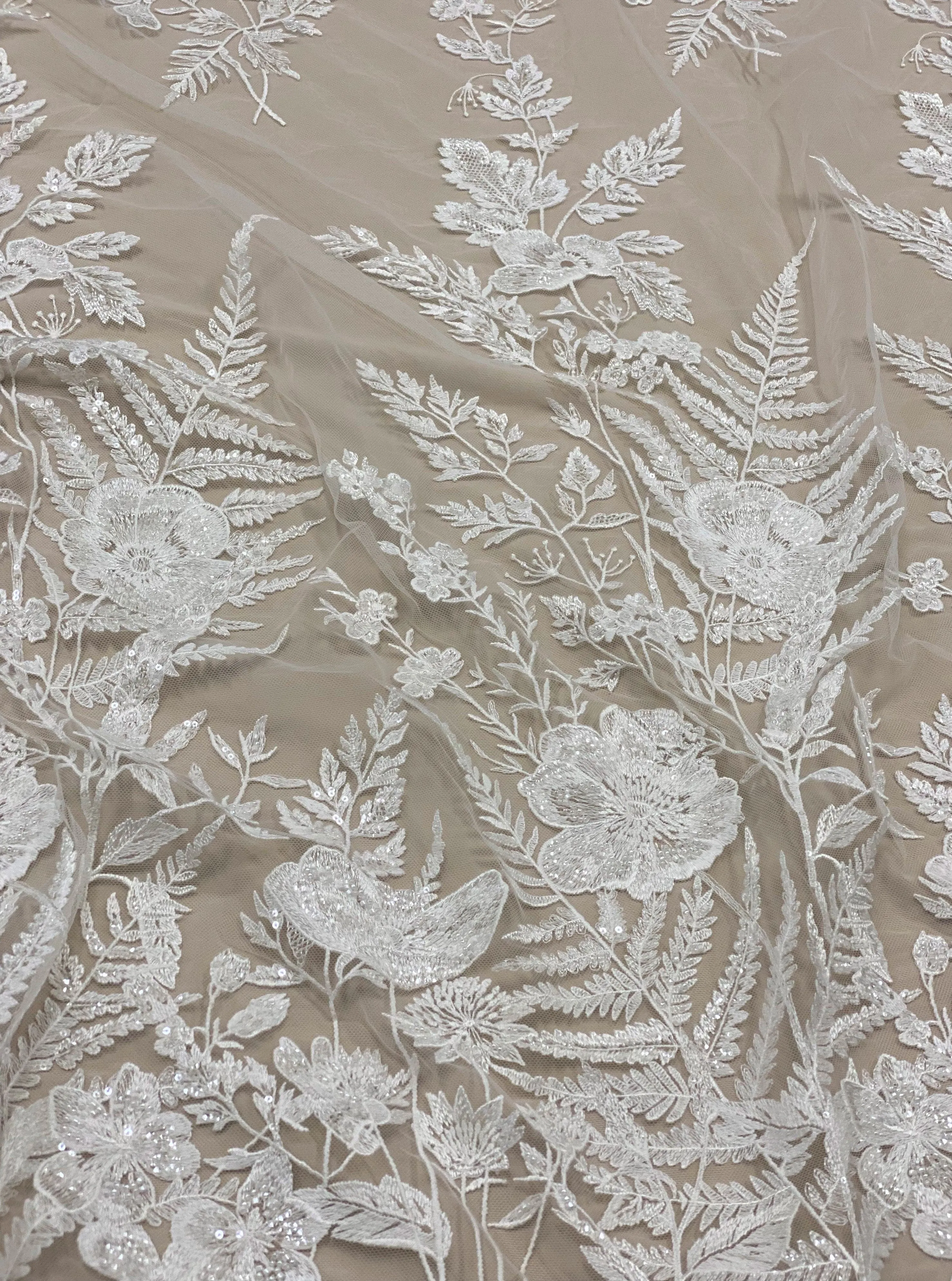Embroidered Floral Tulle (W53668) Ivory