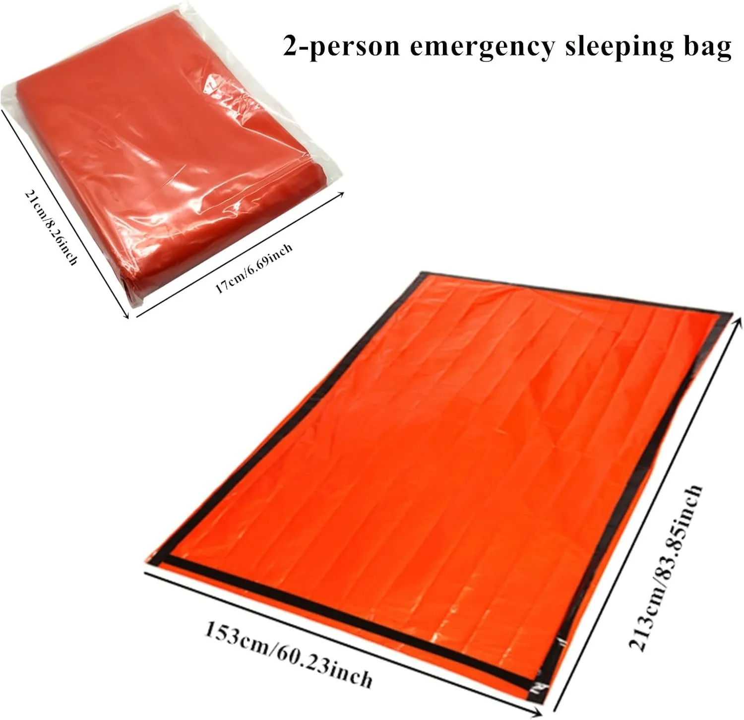 Emergency Sleeping Bag, Polyester Film Bivy Sack Survival Bag with Drawstring Dag and Whistle for Earthquakes, Hurricane, Hiking, Camping