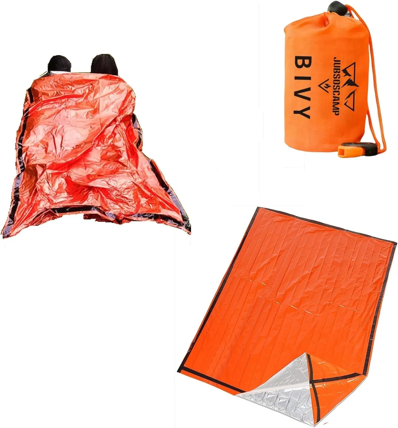 Emergency Sleeping Bag, Polyester Film Bivy Sack Survival Bag with Drawstring Dag and Whistle for Earthquakes, Hurricane, Hiking, Camping