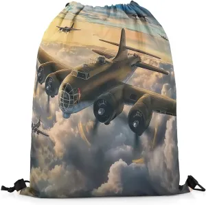 Erosebridal Military Plane Drawstring Bags,Army Planes Airplane Drawstring Backpack 13x15.7 for Sport Gym Swim Yoga Camping Trip,Aviation Aircraft Draw String Back Bag,Airplanes String Backpack