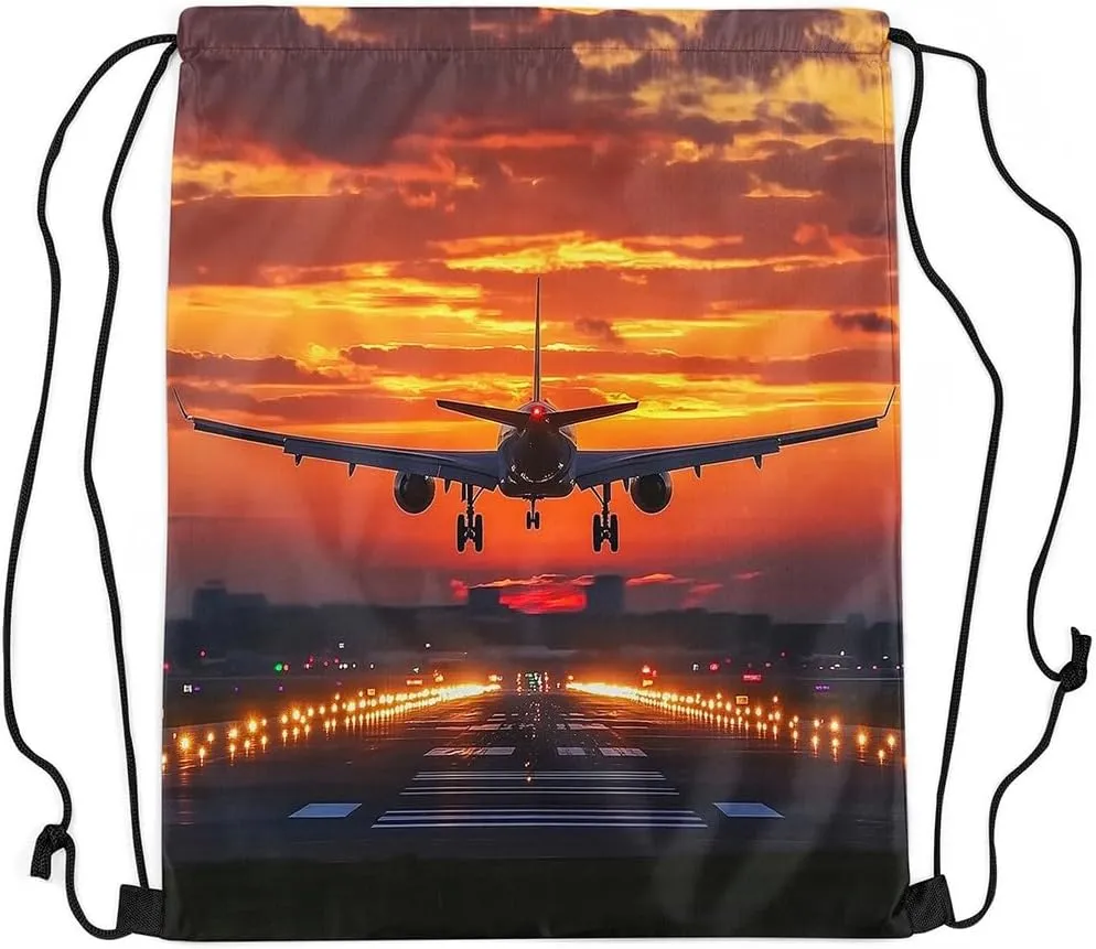 Erosebridal Modern Airplane Drawstring Bags,Aviation Aircraft Plane Drawstring Backpack 13x15.7 for Sport Gym Swim Yoga Camping Trip,Transportation Draw String Back Bag,Planes String Backpack