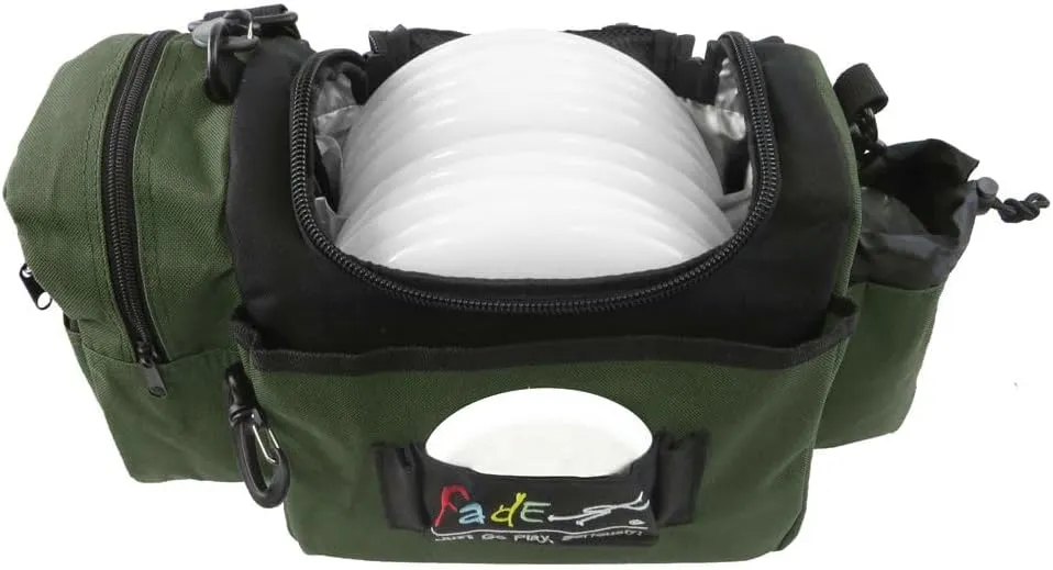 Fade Gear Crunch Box Disc Golf Bag | Black | Beginner Disc Golf Bag | 14  Disc Capacity | Shoulder Strap & Harness Option