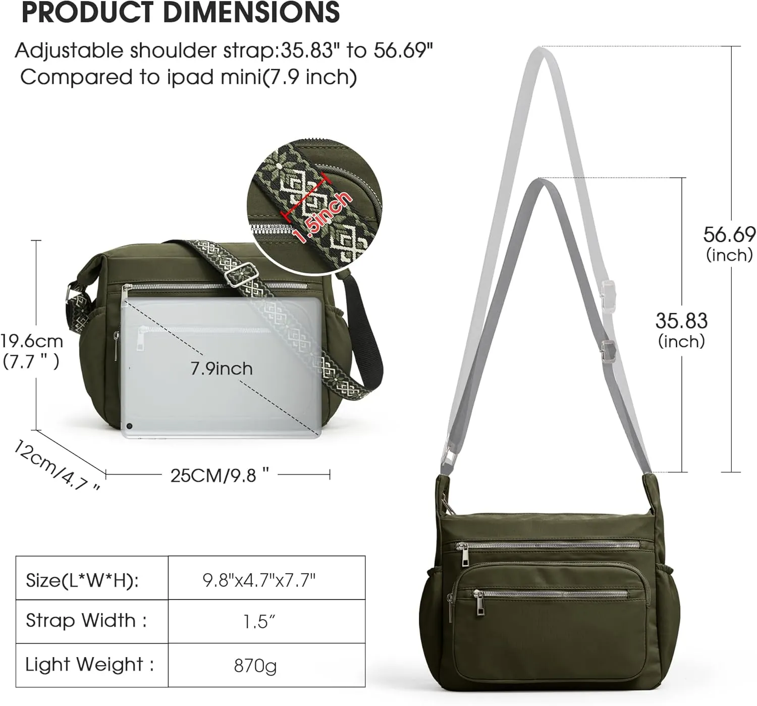 Fancy Forest Tote Bag for Women - Shoulder Handbag Bag with Multiple Pockets, Crossbody Purse for Ladies' Travel, Work