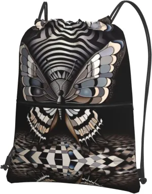 Fantasy realism Water-Resistant Zipper Drawstring Backpack for Gym/Yoga/Travel - Lightweight Foldable 15.3x18 Sports Bag w/Multiple Pockets
