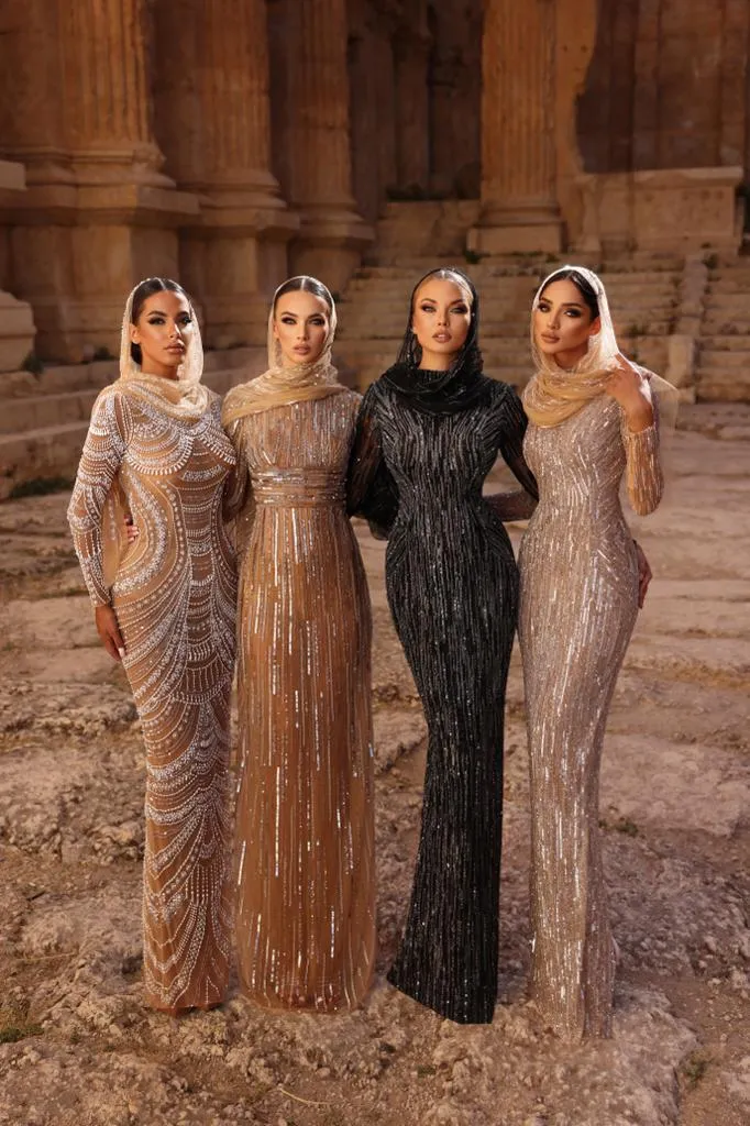 FATIMA K LAURA EMBELLISHED PUFF SLEEVE GOWN