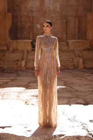 FATIMA K LAURA EMBELLISHED PUFF SLEEVE GOWN