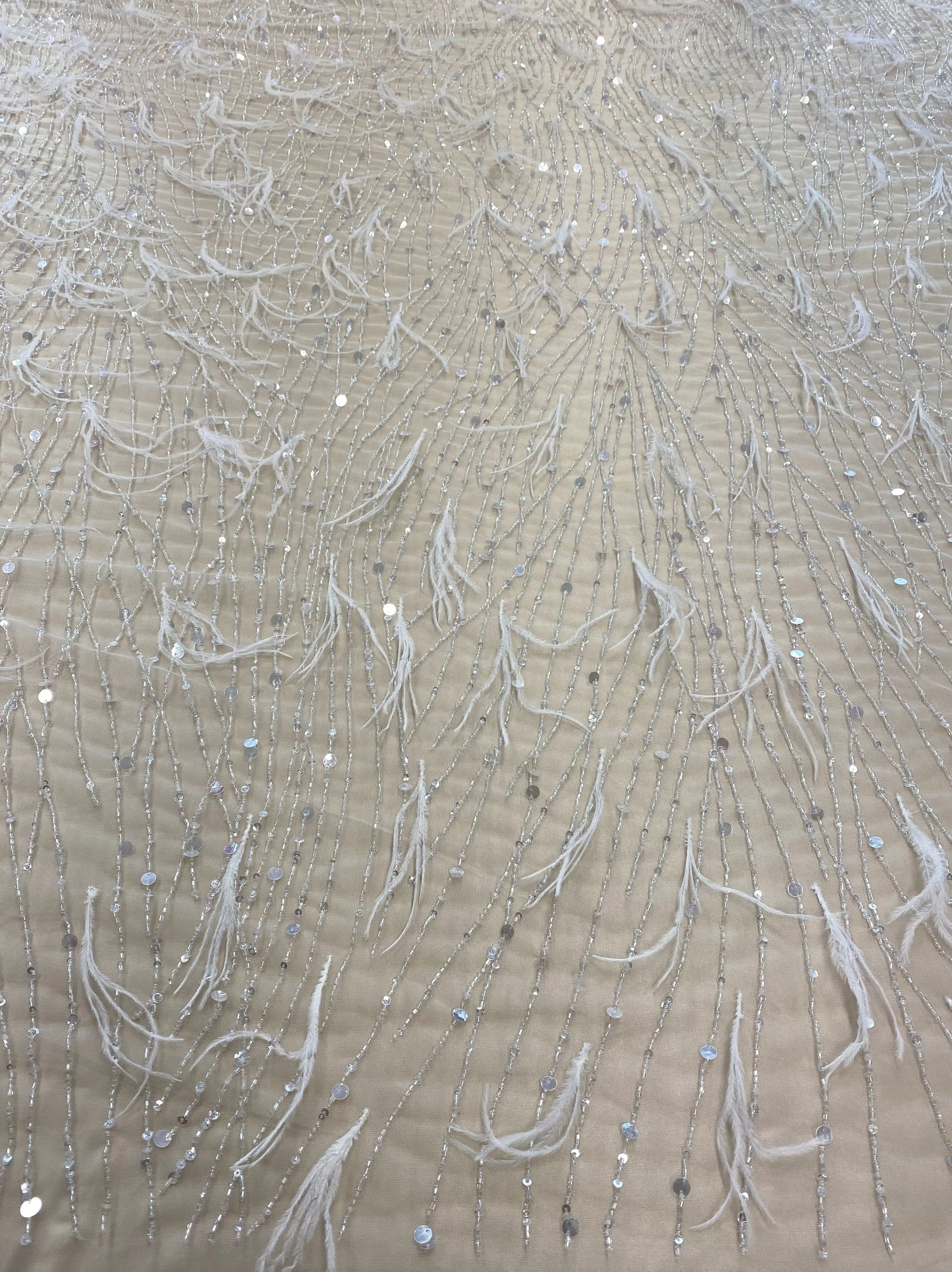 Feather Embellished Tulle (k25903) Ivory