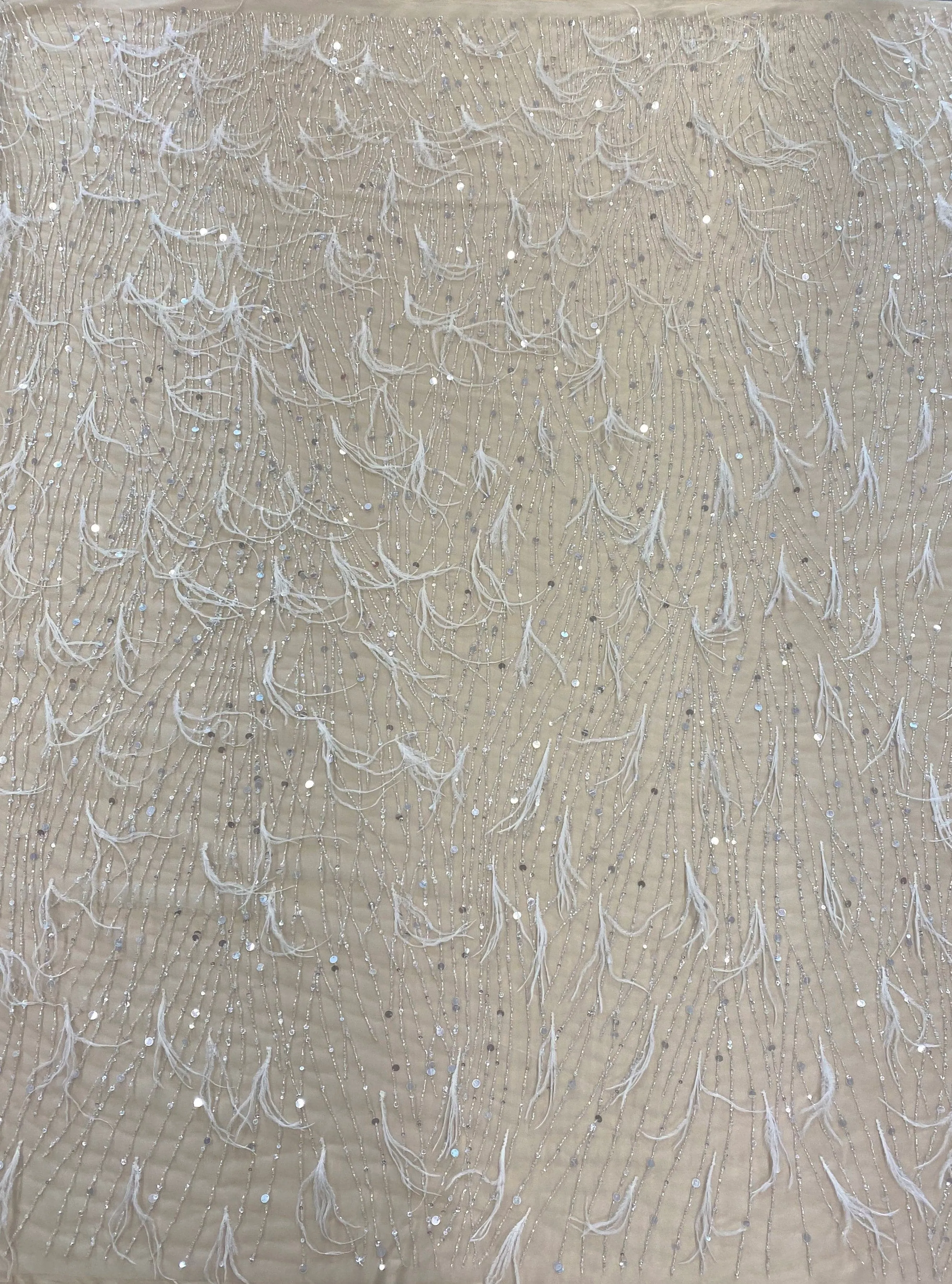 Feather Embellished Tulle (k25903) Ivory
