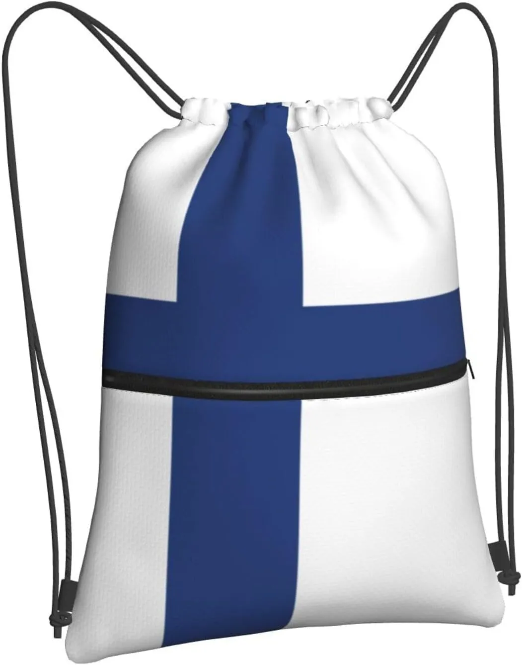 Finnish Flag Drawstring Gym Bag Sports String Backpack For Beach Picnic, Family Outing