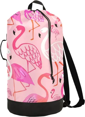 Flamingo Laundry Bag Large Heavy Duty Laundry Backpack with Adjustable Shoulder Straps Laundry backpack for Traveling Dirty Clothes Organizer for College Students Waterproof