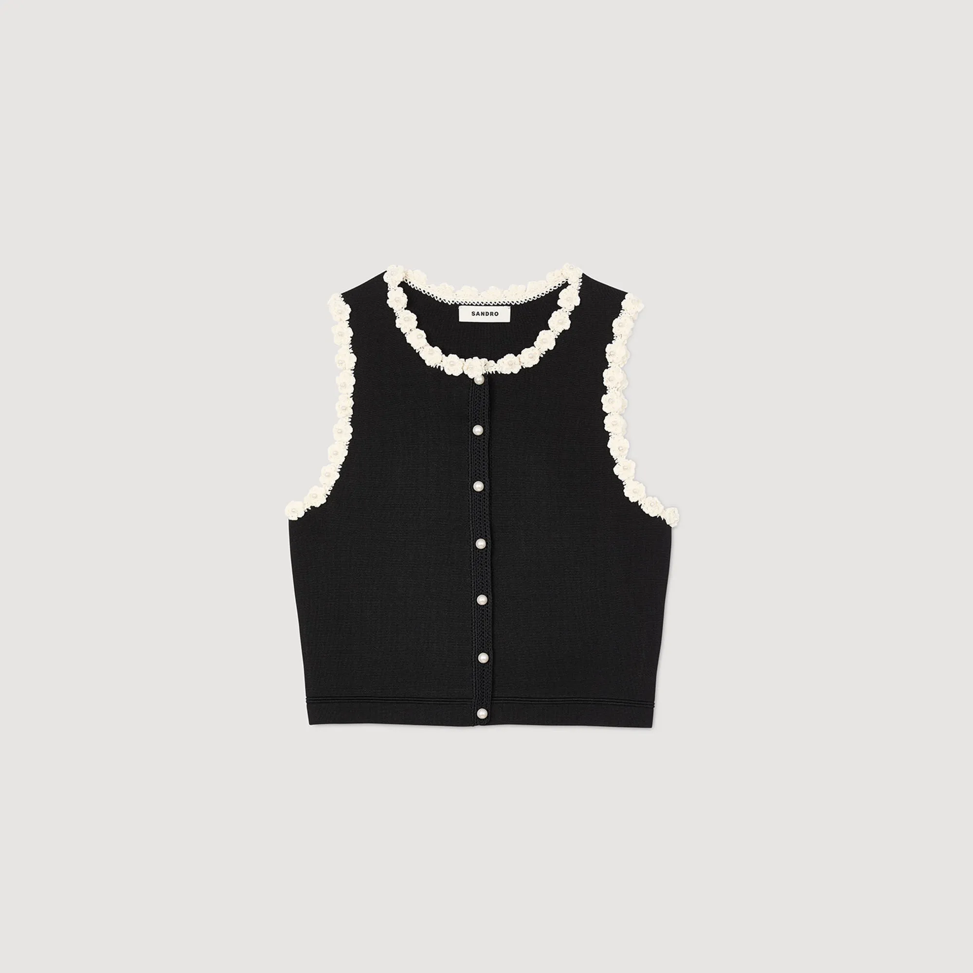 Fleuri Crochet Cardigan Black