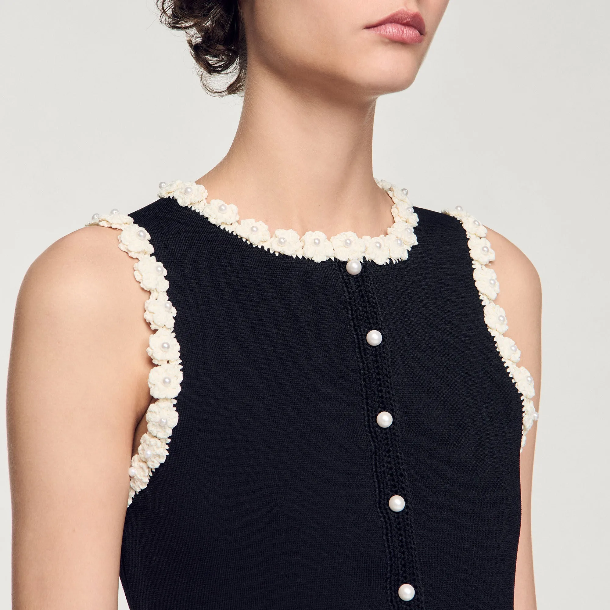 Fleuri Crochet Cardigan Black