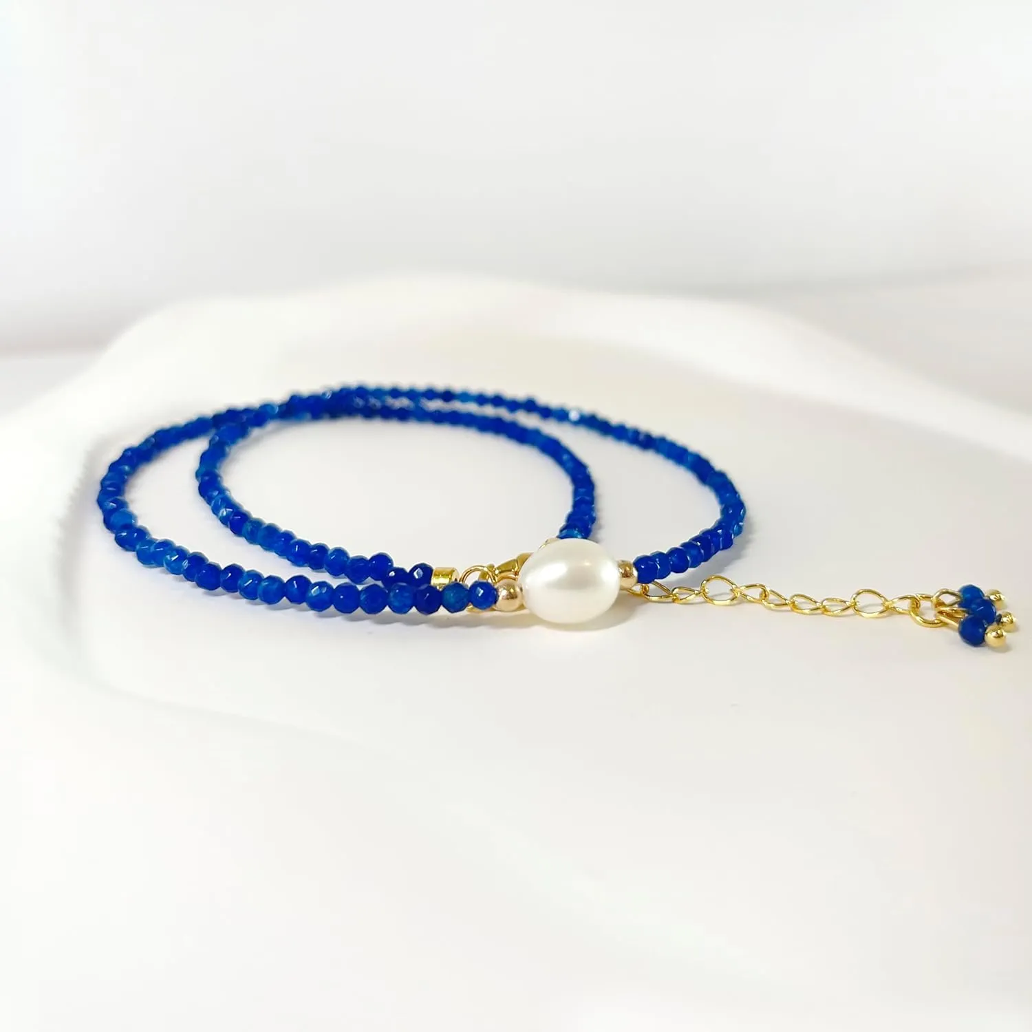 Flourisit Gemstone Beaded Necklace with Freshwater Pearl,Natural Handmade Irregular Pearl Necklace for Women,14k Gold Plated February Birthstone of Choker Gift for Mom, Girlfriend, Wife