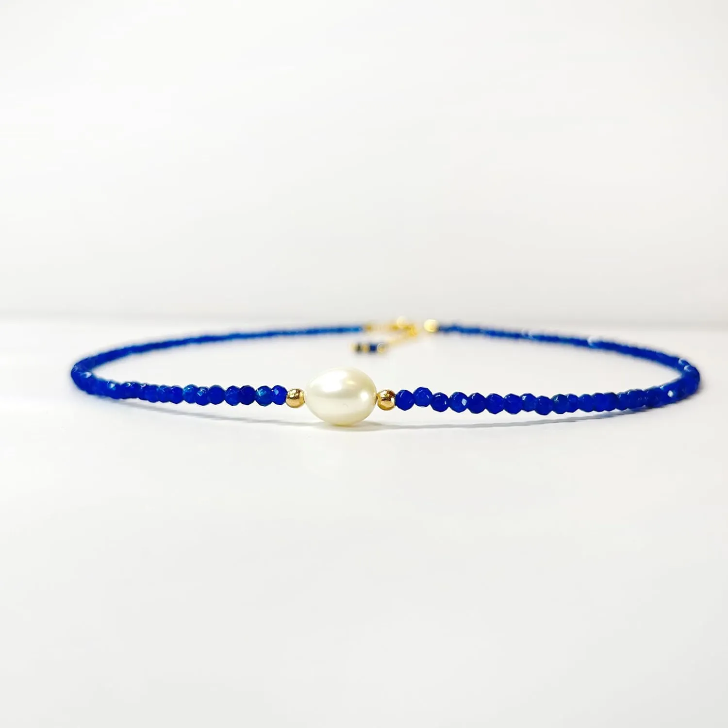 Flourisit Gemstone Beaded Necklace with Freshwater Pearl,Natural Handmade Irregular Pearl Necklace for Women,14k Gold Plated February Birthstone of Choker Gift for Mom, Girlfriend, Wife