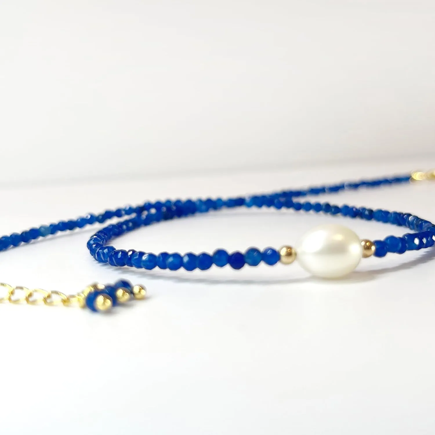 Flourisit Gemstone Beaded Necklace with Freshwater Pearl,Natural Handmade Irregular Pearl Necklace for Women,14k Gold Plated February Birthstone of Choker Gift for Mom, Girlfriend, Wife