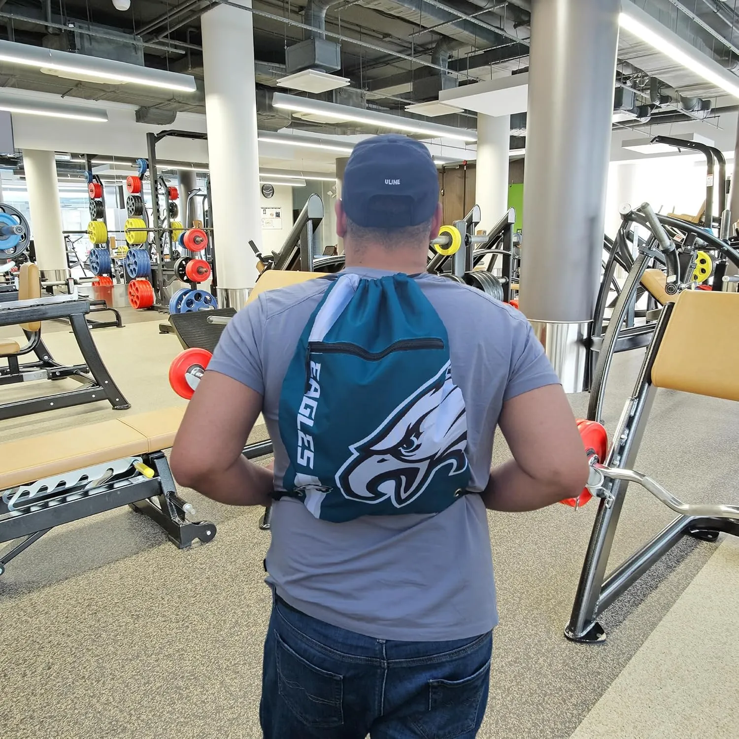 FOCO Philadelphia Eagles Big Logo Drawstring Backpack with Zippered Pocket – Limited Edition Eagles Bag – NFL Gear for the NFC East – Officially Licensed Philadelphia Eagles Fan Gear