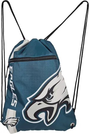 FOCO Philadelphia Eagles Big Logo Drawstring Backpack with Zippered Pocket – Limited Edition Eagles Bag – NFL Gear for the NFC East – Officially Licensed Philadelphia Eagles Fan Gear