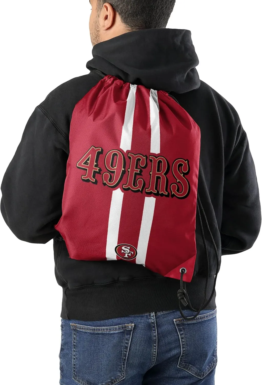 FOCO San Francisco 49ers NFL Team Stripe Wordmark Drawstring Backpack