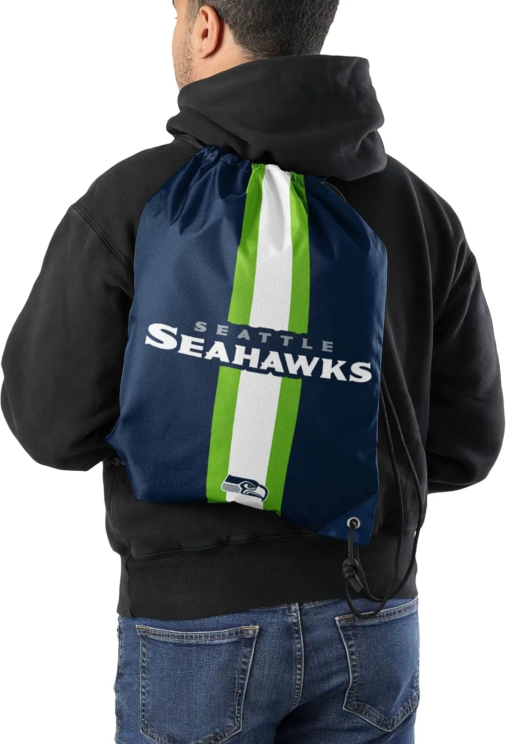 FOCO Seattle Seahawks NFL Team Stripe Wordmark Drawstring Backpack