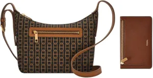 Fossil Women's Logan Leather Zip Card Case Wallet With Keychain for Women