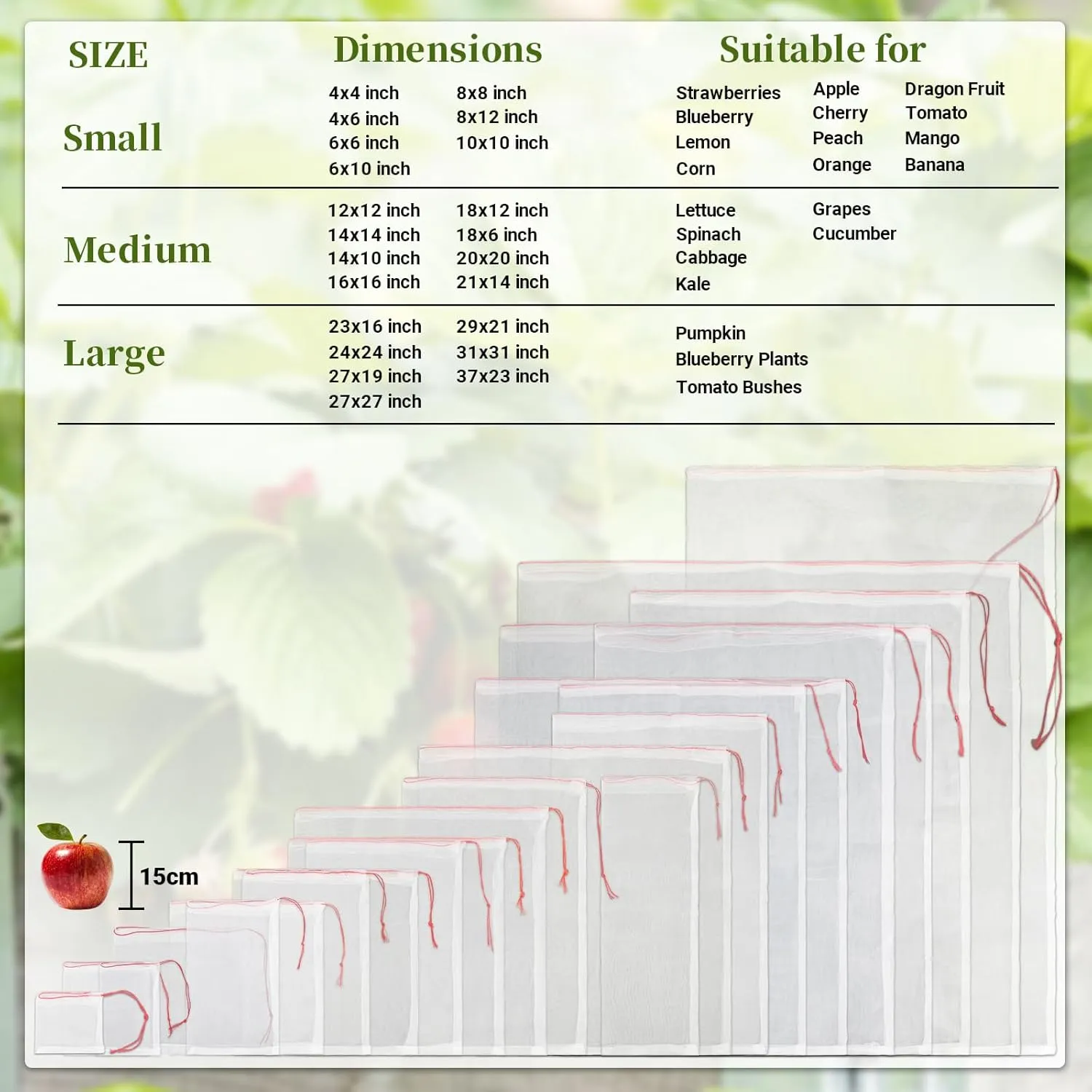 Fruit Protection Bags, 100 Pack 4x6 Inch Garden Netting Pest Barrier, Bug Net Tiny Mesh Bags Drawstring Bird Netting for Garden Plant Seed Fruit Flower Vegetable, Reusable Garden Mesh Netting