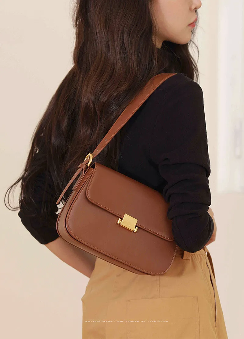 Full Grain Genuine Leather Flap Shoulder & Crossbody Bag
