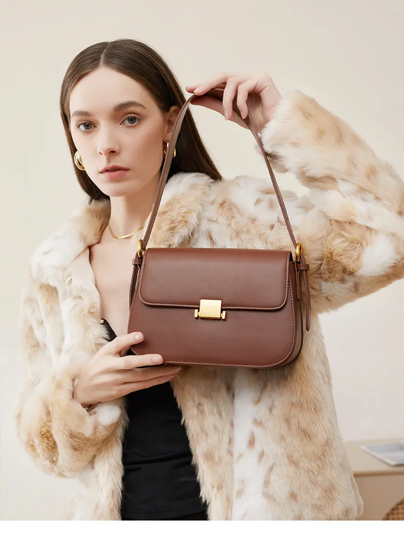 Full Grain Genuine Leather Flap Shoulder & Crossbody Bag