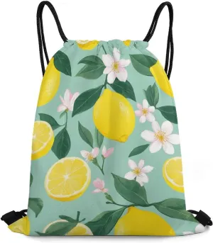 Funny Lemon Tree Leaves Tropical Flowers Floral Shoulder Bag, Adults Durable Lightweight Crossbody Bag, Large Capacity Storage Pouch Drawstring Bags for Travel, Offices