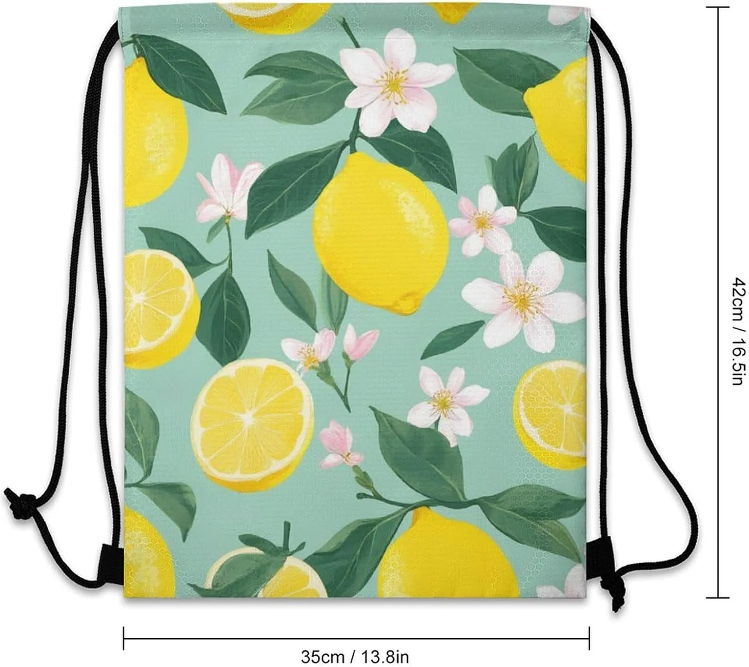 Funny Lemon Tree Leaves Tropical Flowers Floral Shoulder Bag, Adults Durable Lightweight Crossbody Bag, Large Capacity Storage Pouch Drawstring Bags for Travel, Offices