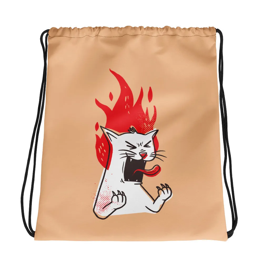 Furious Cat Drawstring Bag
