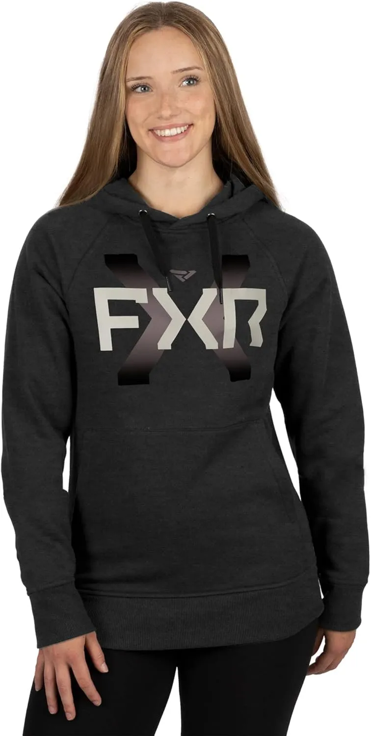 FXR Victory Pullover Hoodie Black/Muted Grape Hoody Long Sleeve Phone Pocket