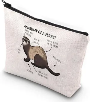 G2TUP Funny Ferret Gifts Anatomy of A Ferret Makeup Bag Ferret Lover Travel Toiletry Organizer Case (Anatomy of A Ferret)