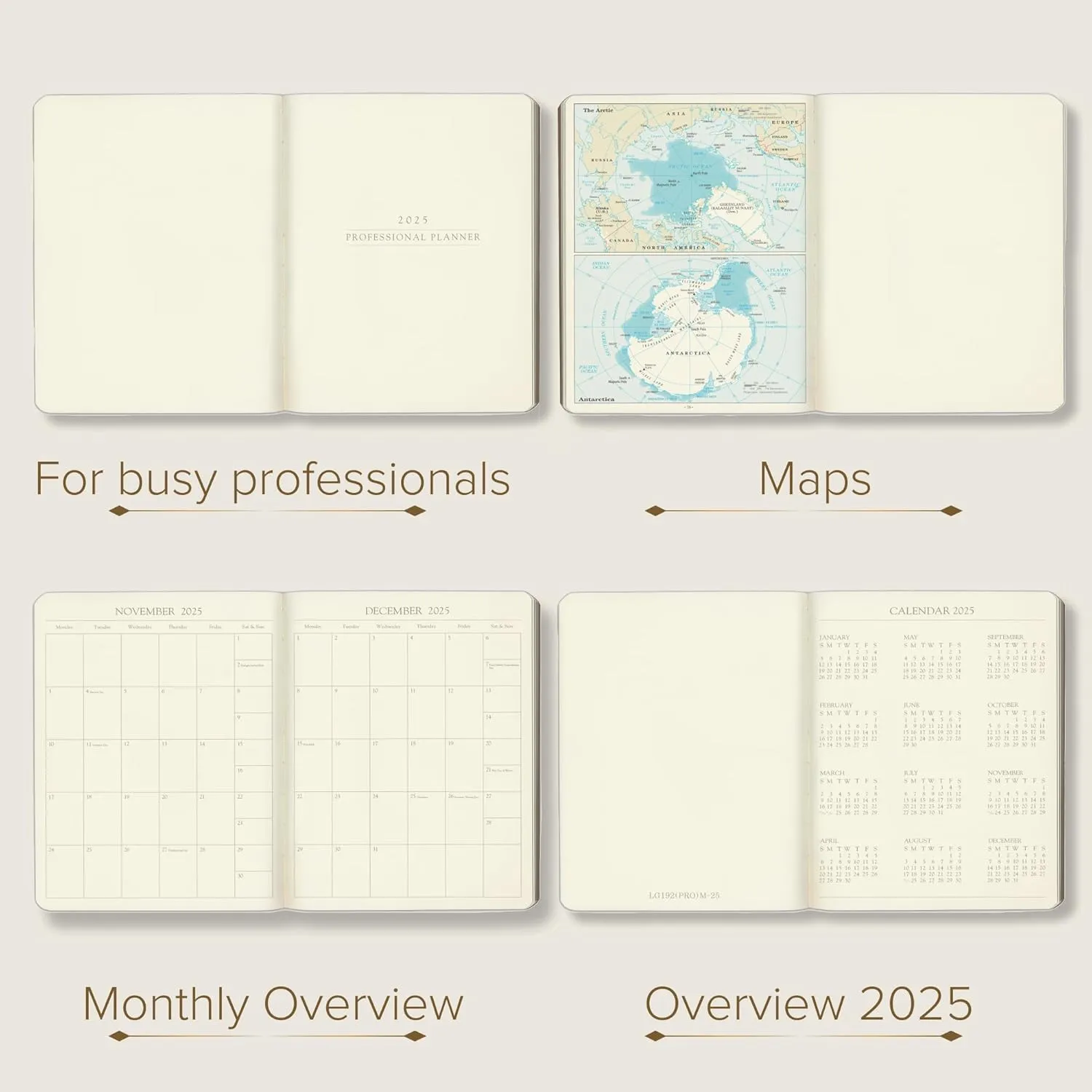 Gallery Leather Professional Weekly Monthly Planner 2025, Elegantly Bound Calendar Planner and Notebook with Stylish Gold-Gilded Page Edges, 12 Months - Acadia Malibu - 9 x 7 "