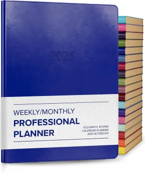 Gallery Leather Professional Weekly Monthly Planner 2025, Elegantly Bound Calendar Planner and Notebook with Stylish Gold-Gilded Page Edges, 12 Months - Acadia Malibu - 9 x 7 "