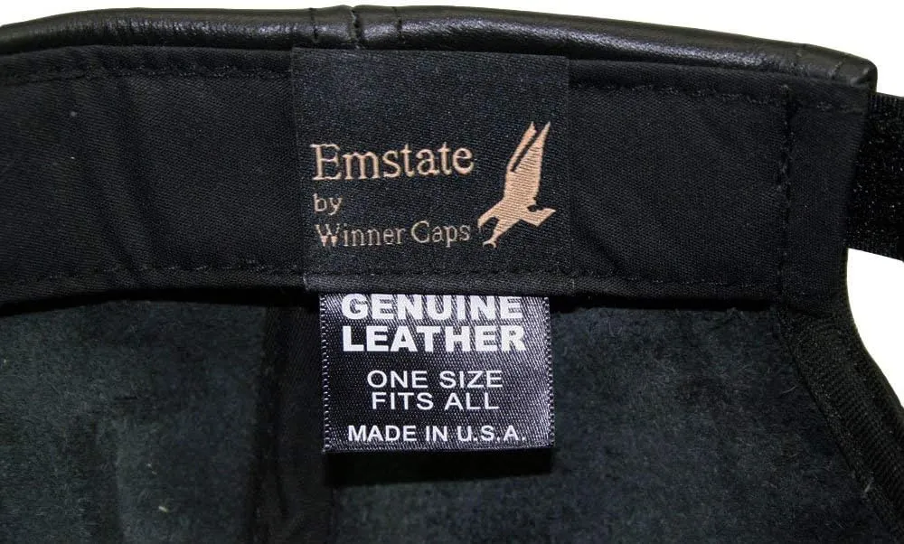 Genuine Cowhide Leather Adjustable Baseball Cap Made in USA