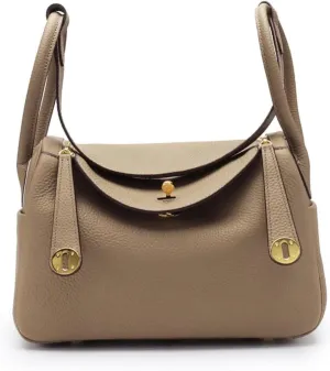 Genuine Leather Crossbody Tote Bag, Lychee Grain Mini Shoulder Bag,10.2IN Square Handbag for Business Casual