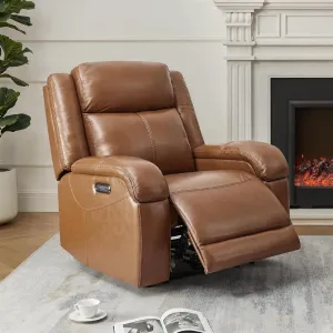 Genuine Leather Electric Recliner Chair with Adjustable Reclining Angle, Heated Massage and Lift for Elderly, Perfect for Home Use and Senior Care
