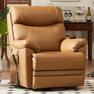 Genuine Leather Recliner Chair with Massage and Heating, Electric Lift Function, Adjustable Recline Sofa for Elderly Relaxation in Living Room