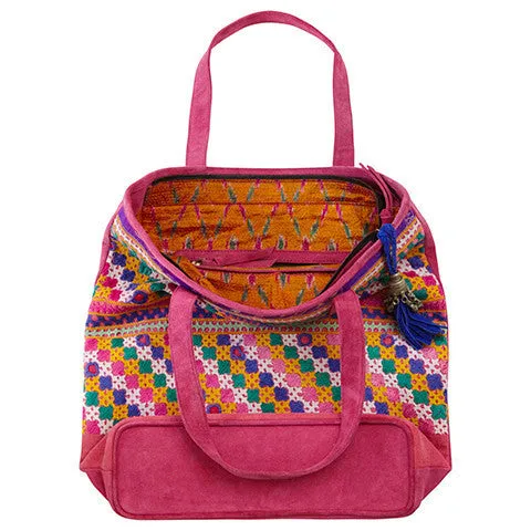 Geometric Pink Luxurious Tote - India Embroidered Impeccable