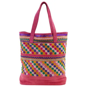 Geometric Pink Luxurious Tote - India Embroidered Impeccable