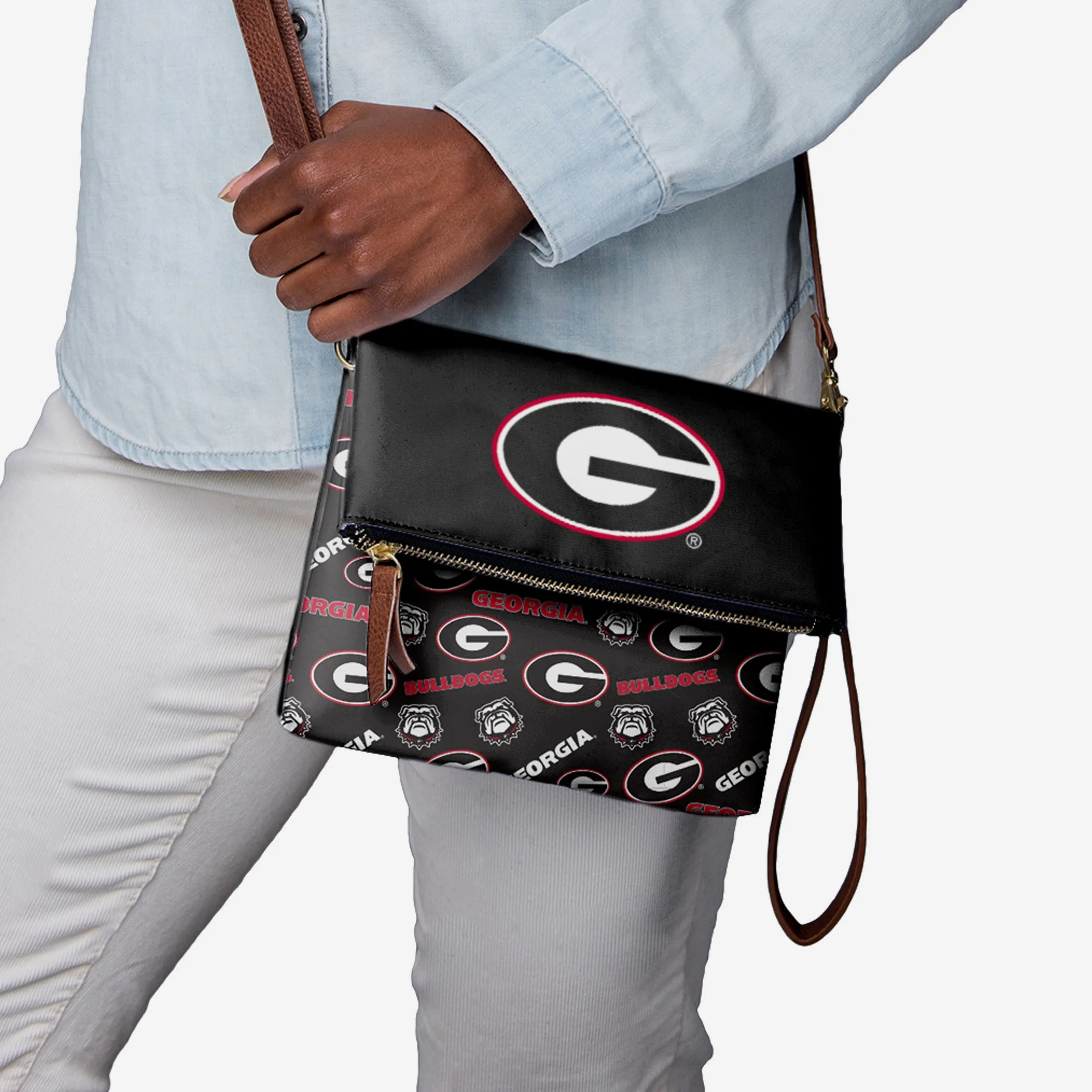 Georgia Bulldogs Printed Collection Foldover Tote Bag